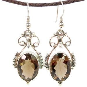 Open Work Smokey Quartz Queenly Earrings